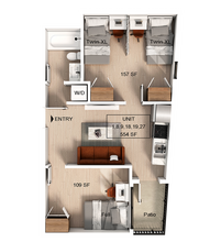 2 Bedroom | 1 Bath A Shared-Premium floor plan